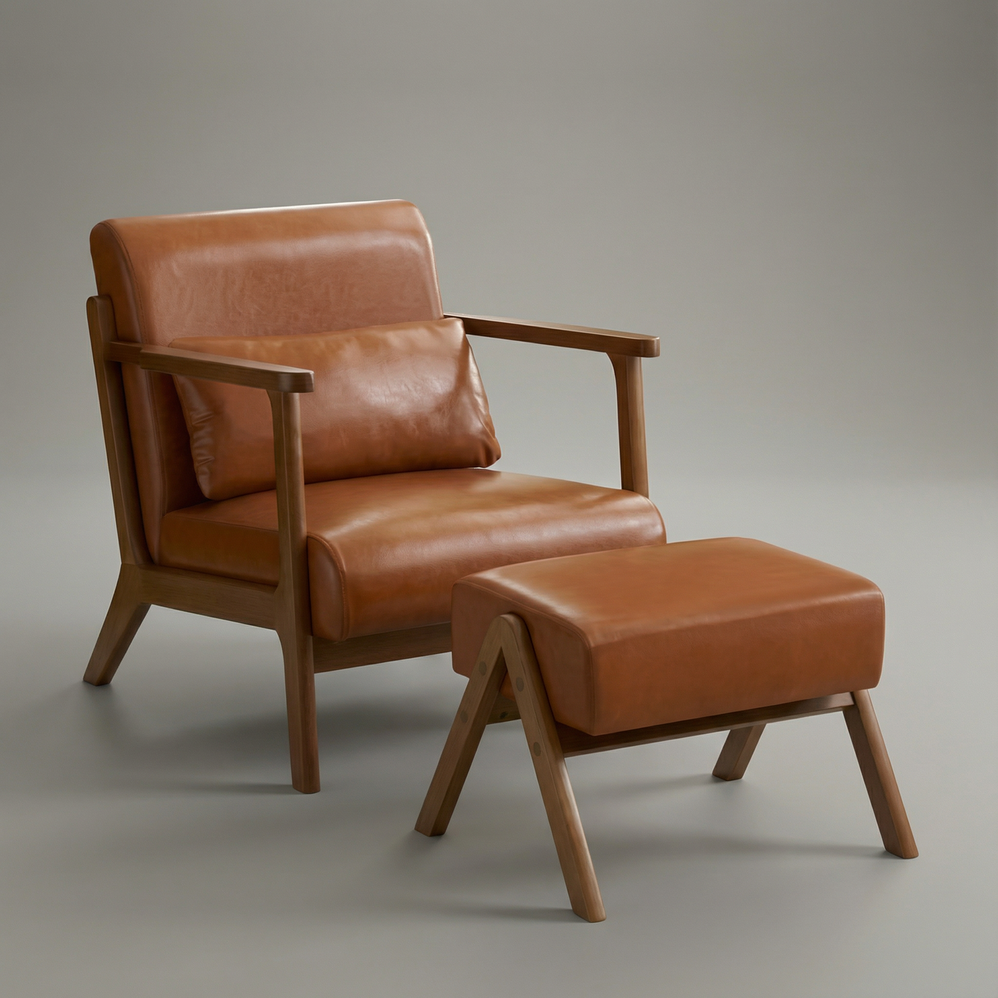 Mid-Century Modern Accent Chair & Ottoman Set - Valefield