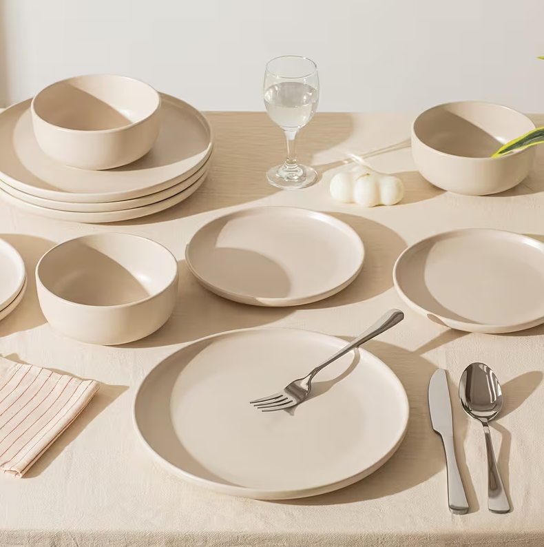 Matte Cream Stoneware Dinnerware Set - 12pc