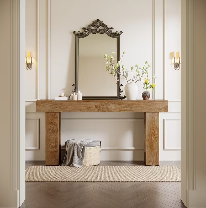 Slim Farmhouse Console Table - Industrial Wood & Artificial Board Sofa Table - Valefield