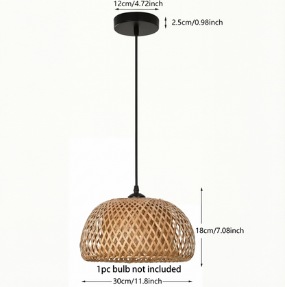 Bamboo Rattan Pendant Light - Hand-Woven Boho Lamp