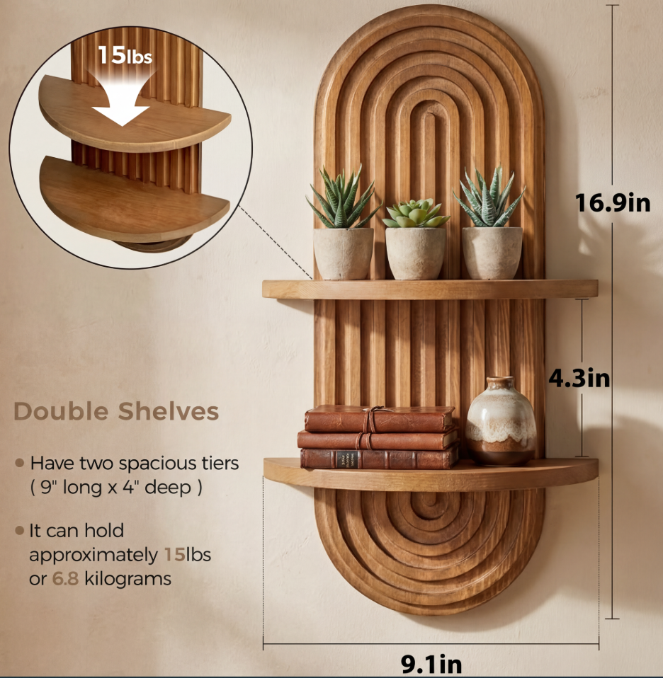 VF Arched Wall Shelf for Plants & Decor
