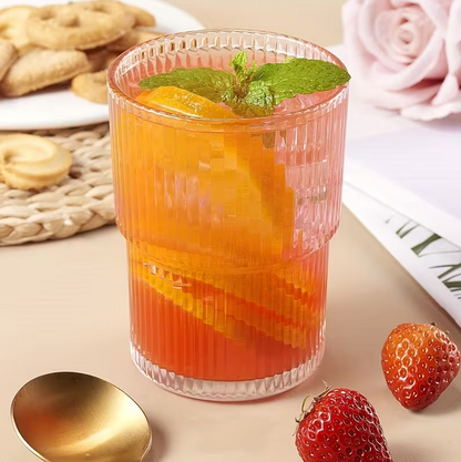 Retro Ribbed Coffee & Juice Glasses (Set of 6)