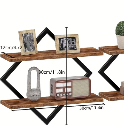 Oslo Modern Industrial Diamond Floating Wall Shelf (Set of 2)