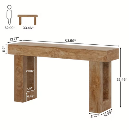 Slim Farmhouse Console Table - Industrial Wood & Artificial Board Sofa Table - Valefield