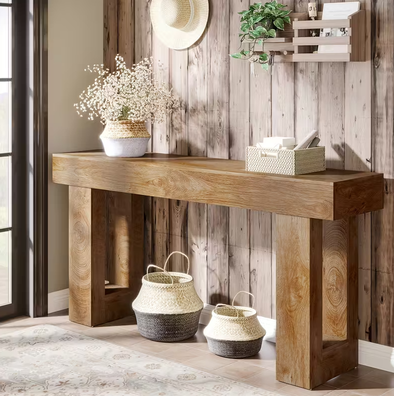 Slim Farmhouse Console Table - Industrial Wood & Artificial Board Sofa Table - Valefield