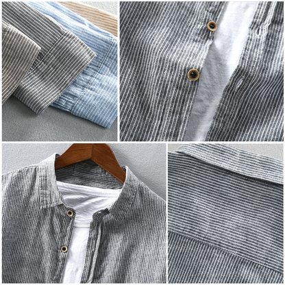 Dani Linen Shirt | Striped, Lightweight Button Down for Men and Women 2