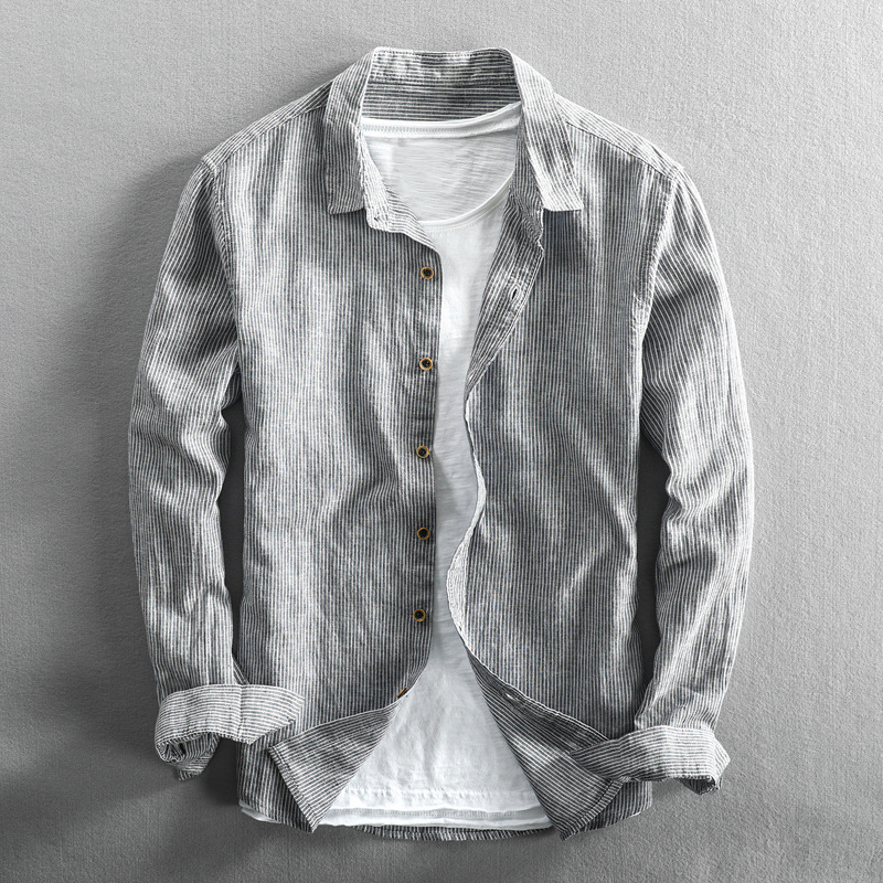 Dani Linen Shirt | Striped, Lightweight Button Down for Men and Women 3