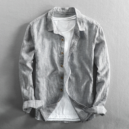 Dani Linen Shirt | Striped, Lightweight Button Down for Men and Women 3