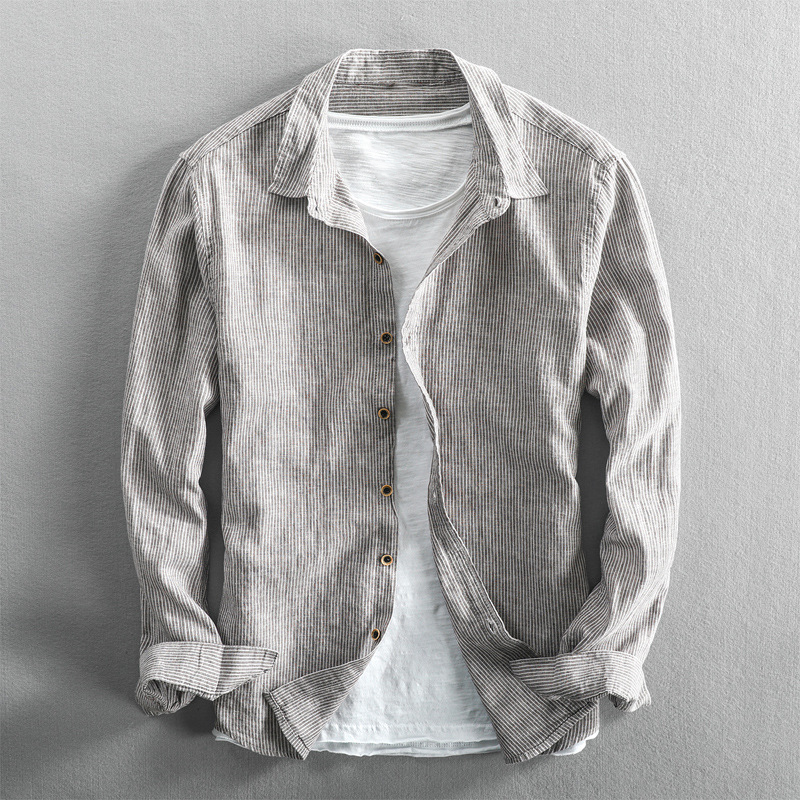 Dani Linen Shirt | Striped, Lightweight Button Down for Men and Women 4