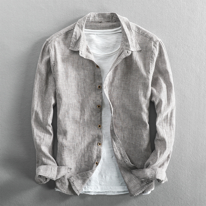 Dani Linen Shirt | Striped, Lightweight Button Down for Men and Women 4