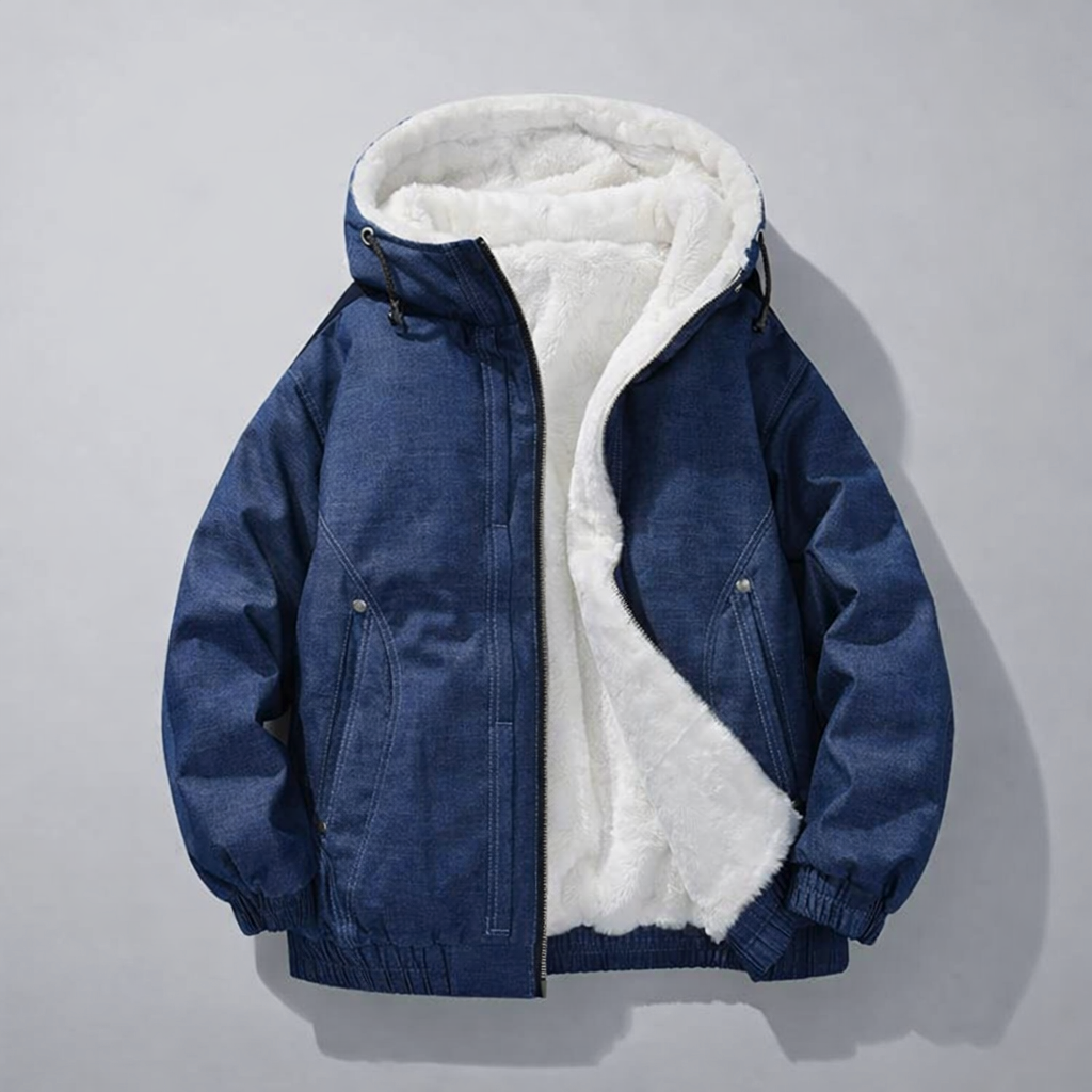 Dante Long Denim Jacket | Cotton Blend, Adjustable Hood 0