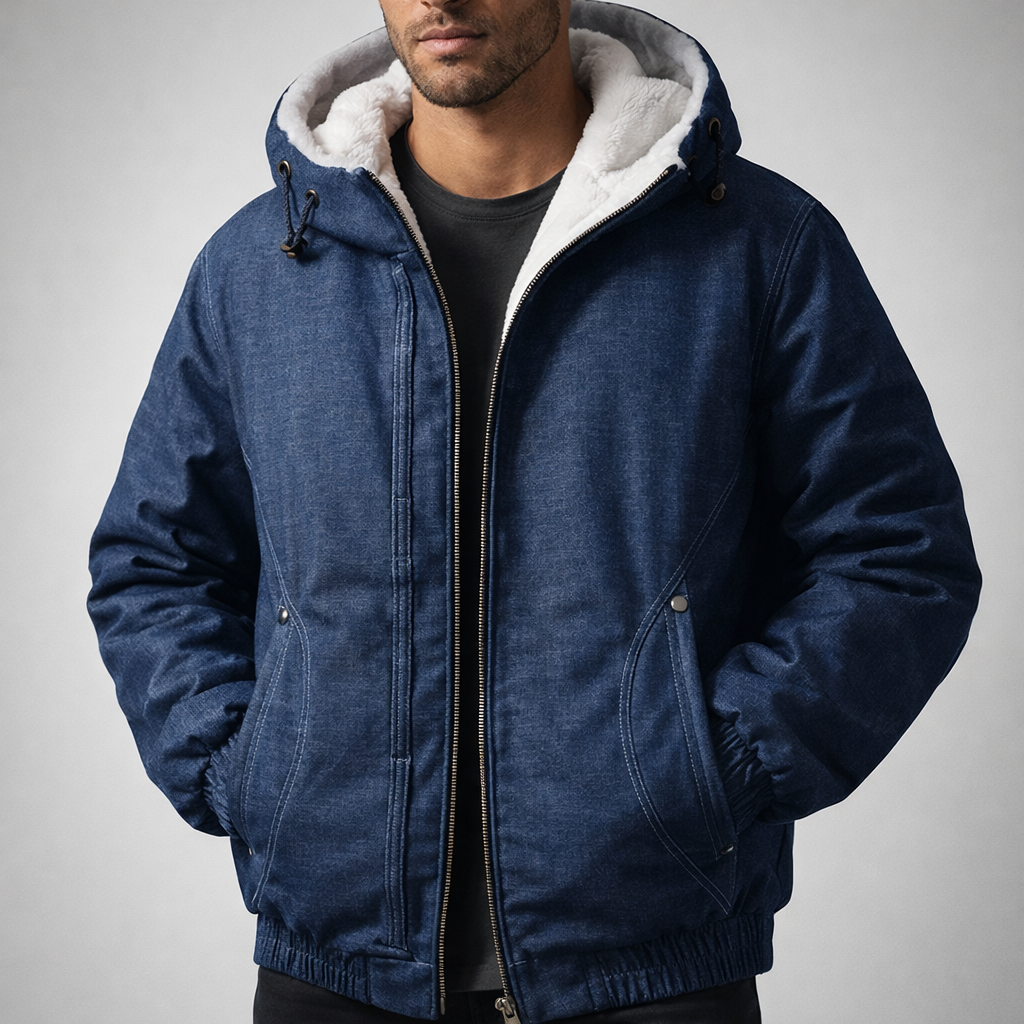 Dante Long Denim Jacket | Cotton Blend, Adjustable Hood 2