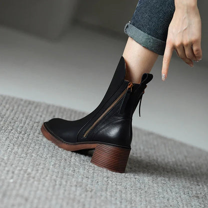Ella Grace Black Ankle Boots for Women - Stylish Vegan Leather Booties 1