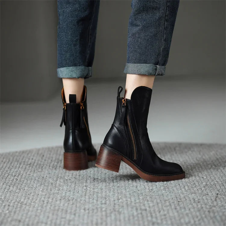 Ella Grace Black Ankle Boots for Women - Stylish Vegan Leather Booties 2