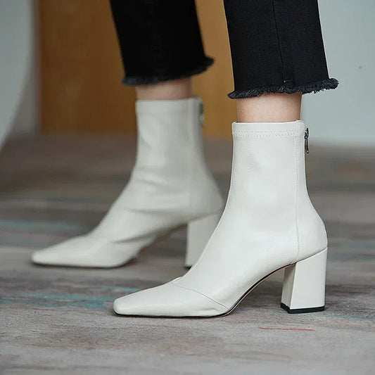 Ella Sophia Black Ankle Boots for Women - Elegant Suede Booties with Cushioned Insole and Tapered Block Heel 0