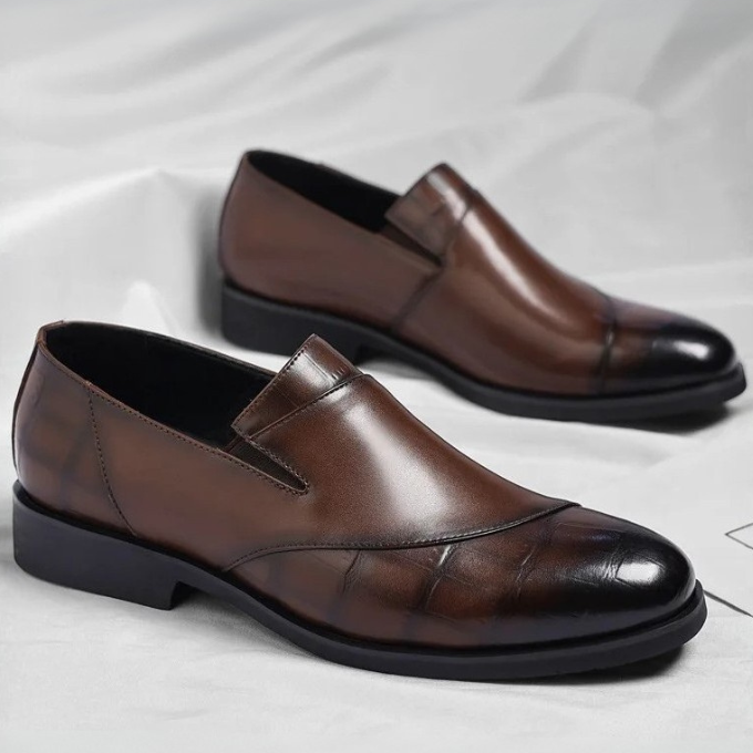 Ethan Brown Loafers for Men - Genuine Leather Slip-On Shoes with High-Gloss Finish 3