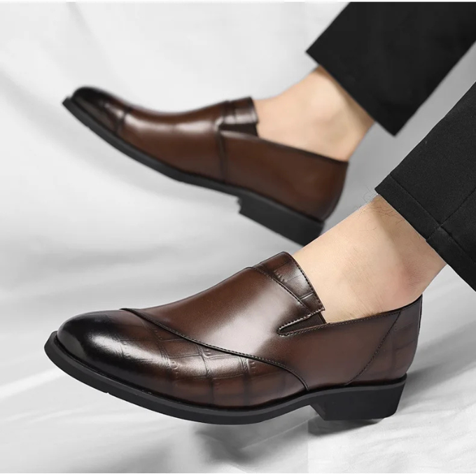 Ethan Brown Loafers for Men - Genuine Leather Slip-On Shoes with High-Gloss Finish 4