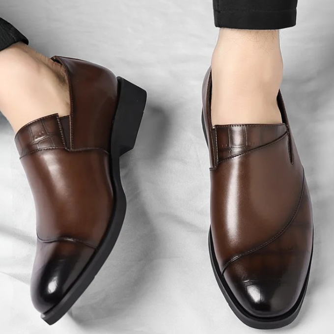 Ethan Brown Loafers for Men - Genuine Leather Slip-On Shoes with High-Gloss Finish 5