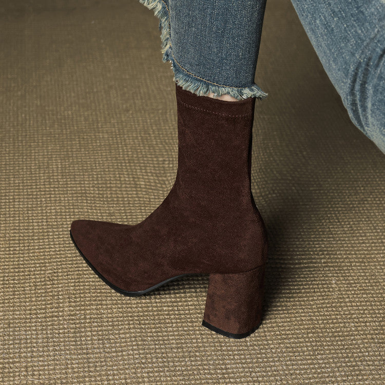 Lena Suede Black Ankle Boots for Women - Stylish Booties with Side Zipper 2