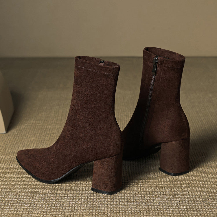 Lena Suede Black Ankle Boots for Women - Stylish Booties with Side Zipper 3