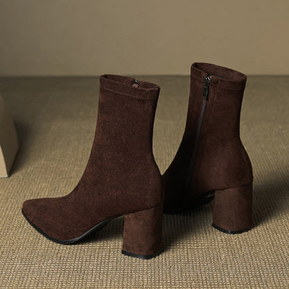 Lena Suede Black Ankle Boots for Women - Stylish Booties with Side Zipper 3
