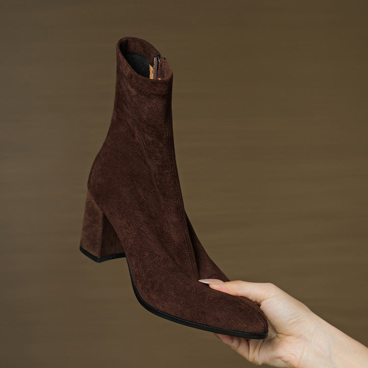 Lena Suede Black Ankle Boots for Women - Stylish Booties with Side Zipper 4