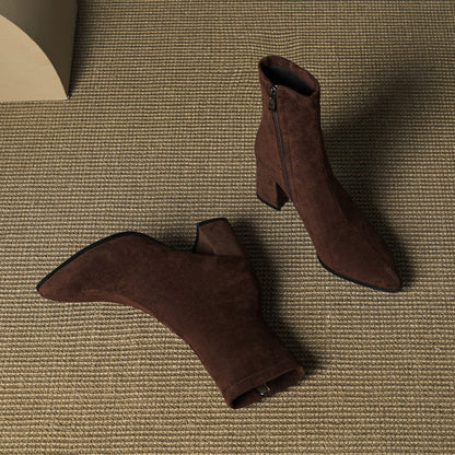 Lena Suede Black Ankle Boots for Women - Stylish Booties with Side Zipper 5